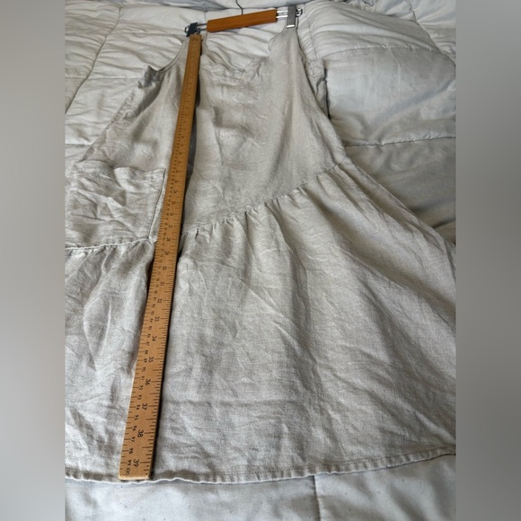 Garnet Hill 100% linen beige minimalist dress size 8 sleeveless - Picture 6 of 12